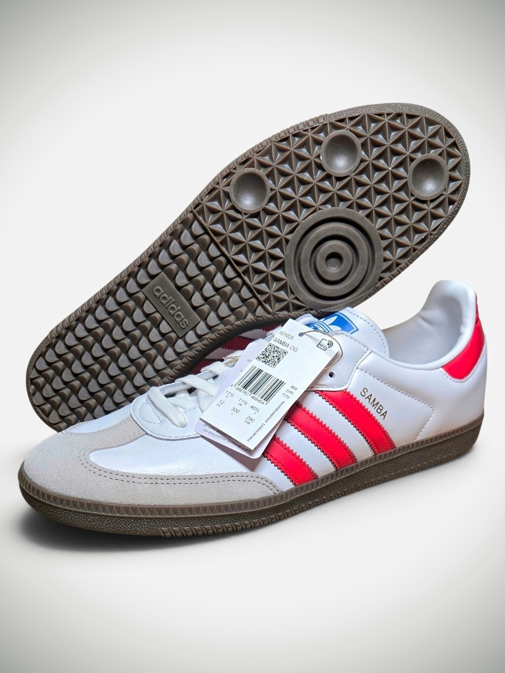 NEW Adidas Samba OG Men's 12 Shoe White/Red IG1025 Retro Sneaker